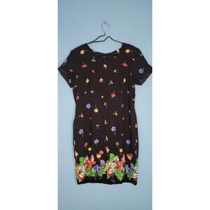 Women's Vintage JD Stone Black Floral Dress Size 14 (Fits Like A 10)
